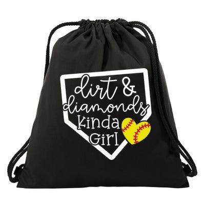 Dirt And Diamonds Kinda Girl Baseball Softball Mom Meaningful Gift Drawstring Bag