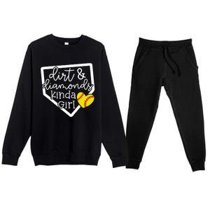 Dirt And Diamonds Kinda Girl Baseball Softball Mom Meaningful Gift Premium Crewneck Sweatsuit Set