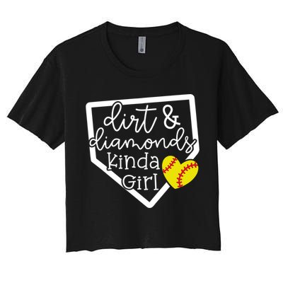 Dirt And Diamonds Kinda Girl Baseball Softball Mom Meaningful Gift Women's Crop Top Tee