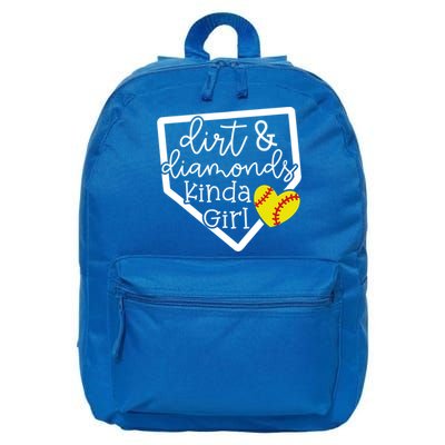 Dirt And Diamonds Kinda Girl Baseball Softball Mom Meaningful Gift 16 in Basic Backpack