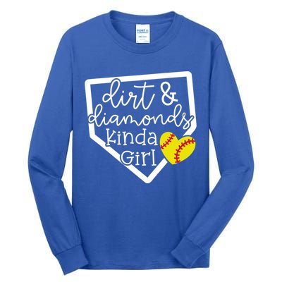 Dirt And Diamonds Kinda Girl Baseball Softball Mom Meaningful Gift Tall Long Sleeve T-Shirt