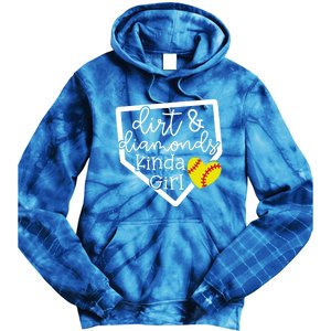 Dirt And Diamonds Kinda Girl Baseball Softball Mom Meaningful Gift Tie Dye Hoodie