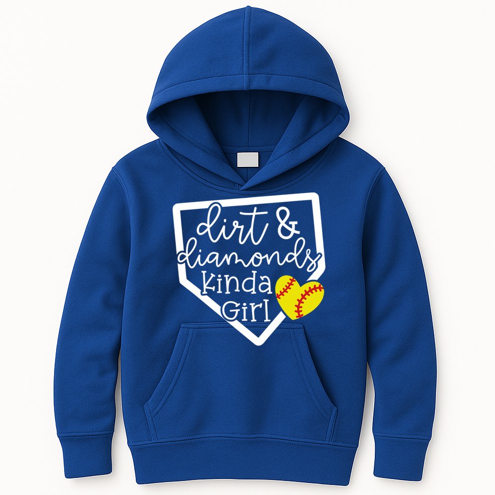 Dirt And Diamonds Kinda Girl Baseball Softball Mom Meaningful Gift Kids Hoodie