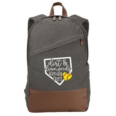 Dirt And Diamonds Kinda Girl Baseball Softball Mom Meaningful Gift Cotton Canvas Backpack