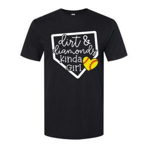 Dirt And Diamonds Kinda Girl Baseball Softball Mom Meaningful Gift Softstyle CVC T-Shirt