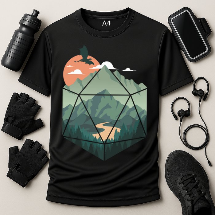 D20 Art Dungeons Lover Fantasy Gaming Cooling Performance Crew T-Shirt