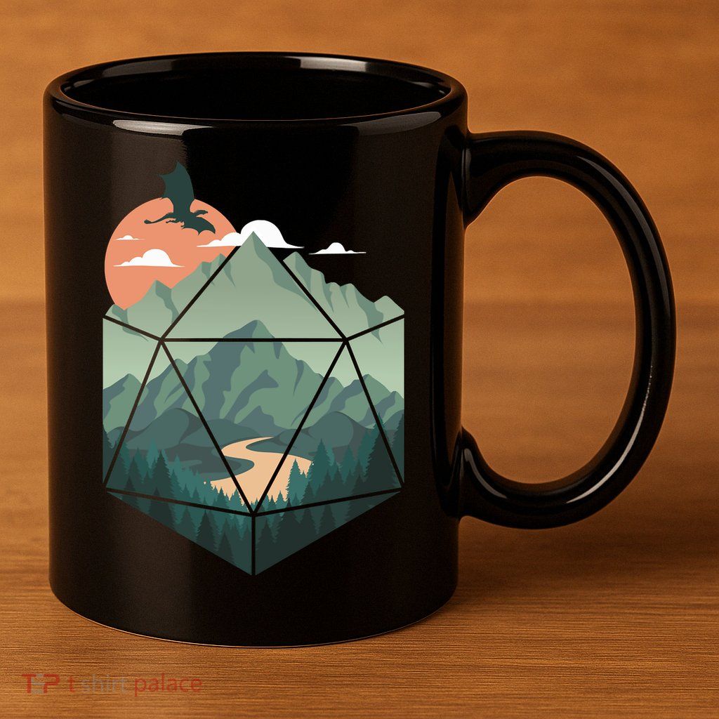 D20 Art Dungeons Lover Fantasy Gaming 11oz C Handle Ceramic Mug