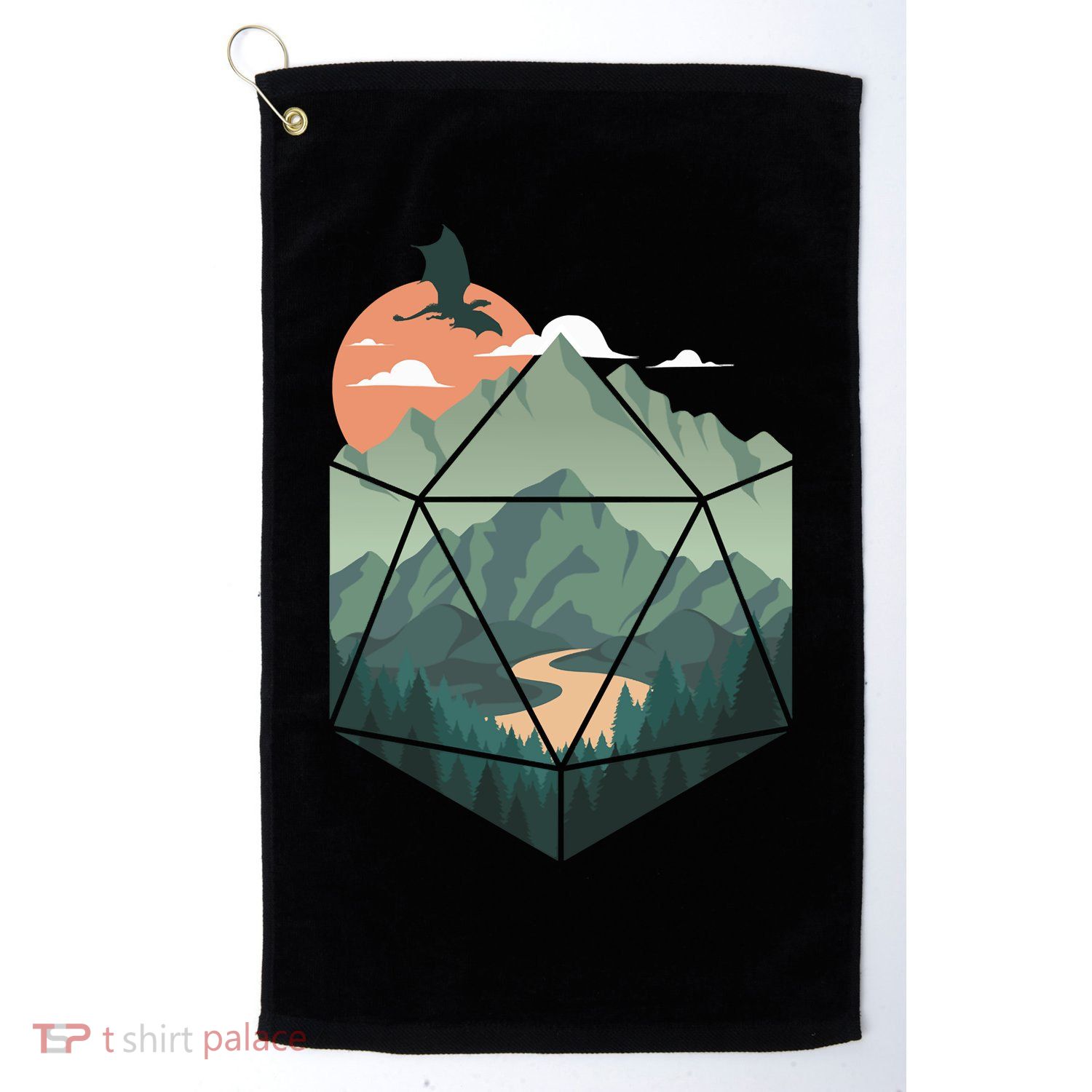 D20 Art Dungeons Lover Fantasy Gaming Golf Towel