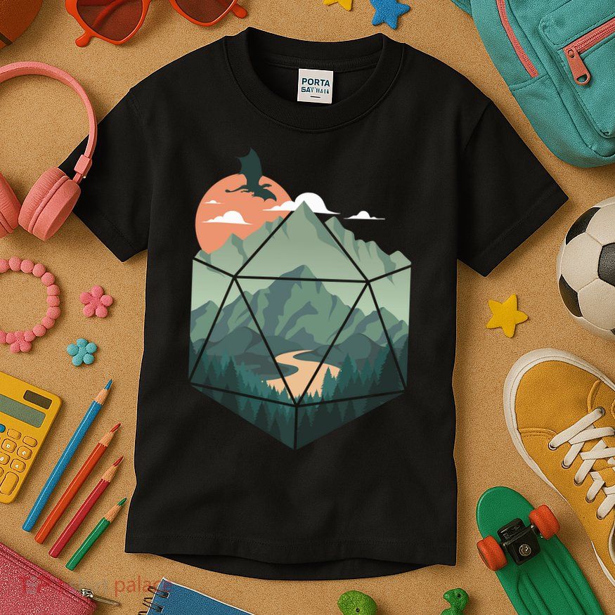 D20 Art Dungeons Lover Fantasy Gaming Kids T-Shirt