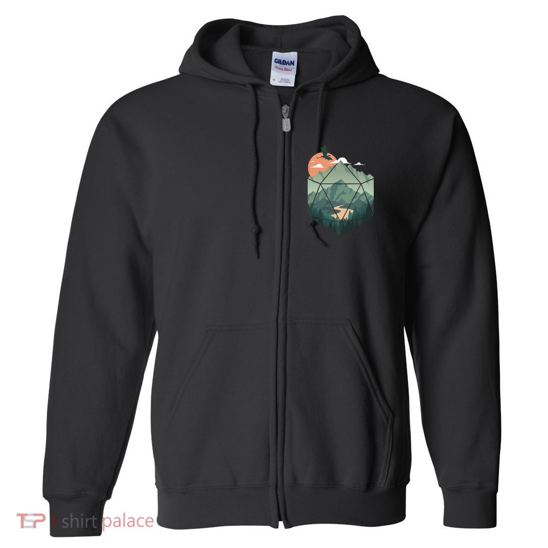D20 Art Dungeons Lover Fantasy Gaming Full Zip Hoodie
