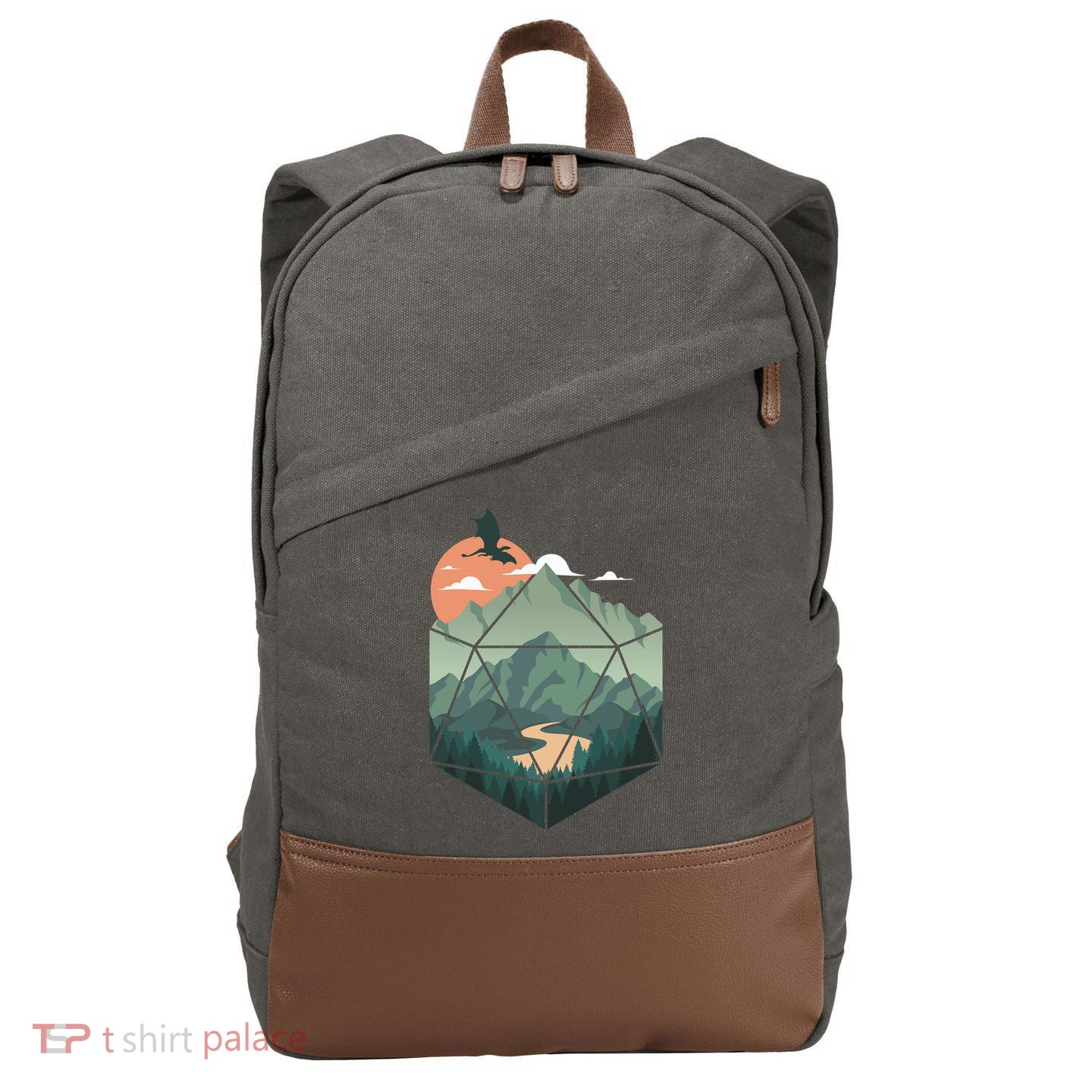 D20 Art Dungeons Lover Fantasy Gaming Cotton Canvas Backpack