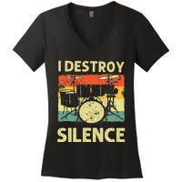 Drumming Art Drumline Drum Set Drummer Women's V-Neck T-Shirt