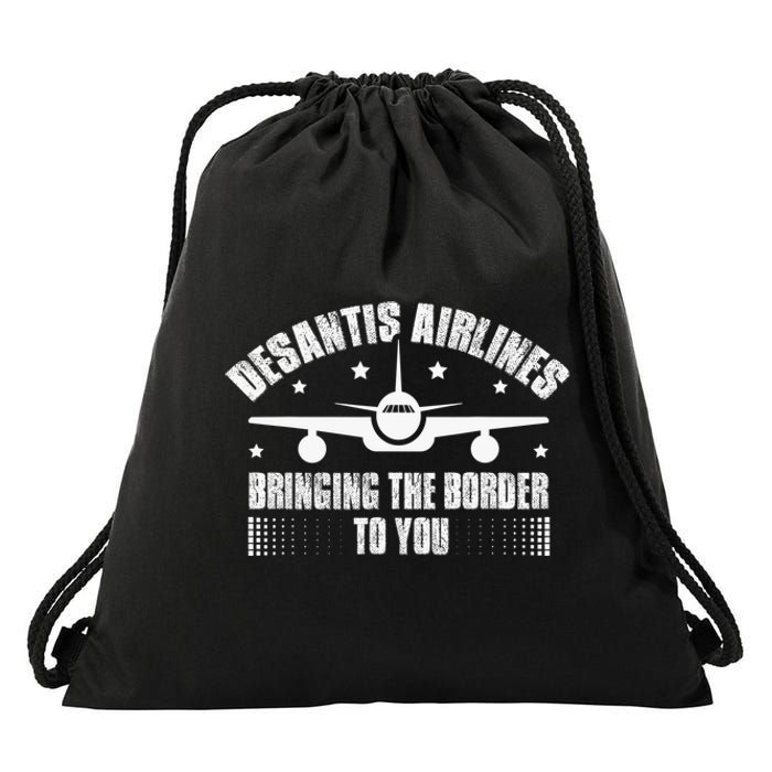 Desantis Airlines Distress Flag Bringing The Border To You Drawstring Bag