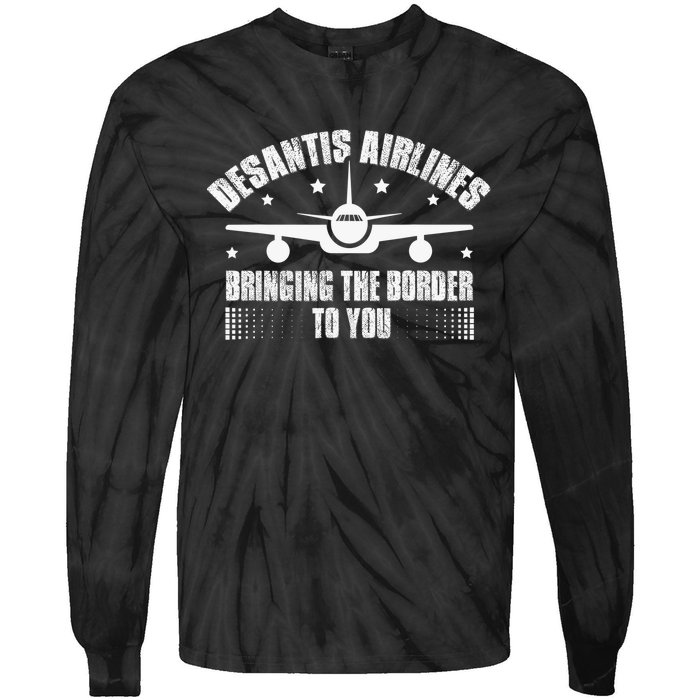 Desantis Airlines Distress Flag Bringing The Border To You Tie-Dye Long Sleeve Shirt