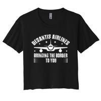 Desantis Airlines Distress Flag Bringing The Border To You Women's Crop Top Tee