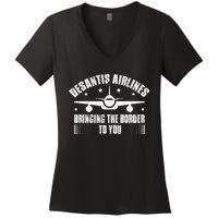 Desantis Airlines Distress Flag Bringing The Border To You Women's V-Neck T-Shirt