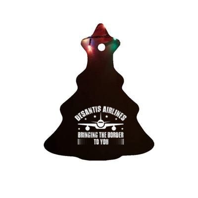 Desantis Airlines Distress Flag Bringing The Border To You Ceramic Tree Ornament