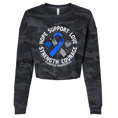 Diabetes Awareness Diabetic Love SUPPORT T2D T1D Diabetes Cropped Pullover Crew