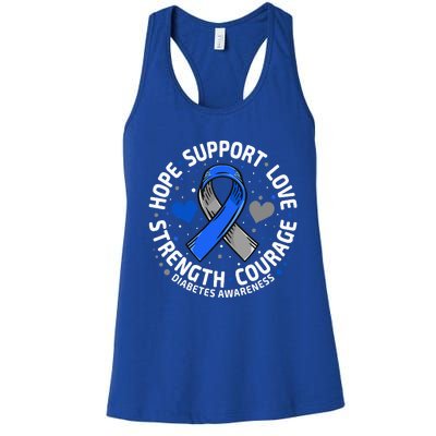 Diabetes Awareness Diabetic Love SUPPORT T2D T1D Diabetes Women's Racerback Tank