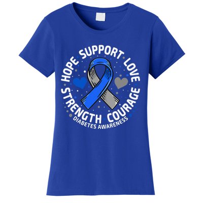 Diabetes Awareness Diabetic Love SUPPORT T2D T1D Diabetes Women's T-Shirt