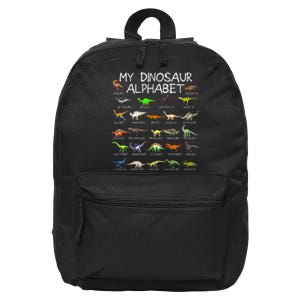 Dinosaur Alphabet Dino ABC For Kids Men Women Dinosaur 16 in Basic Backpack