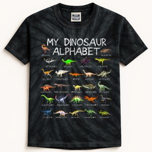 Dinosaur Alphabet Dino ABC For Kids Men Women Dinosaur Kids Tie-Dye T-Shirt