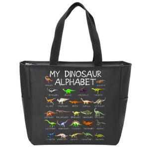 Dinosaur Alphabet Dino ABC For Kids Men Women Dinosaur Zip Tote Bag