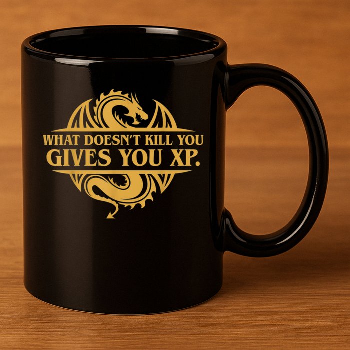 Dungeons And Dragons What Doesn't Kill You Gives You XP 11oz C Handle Ceramic Mug