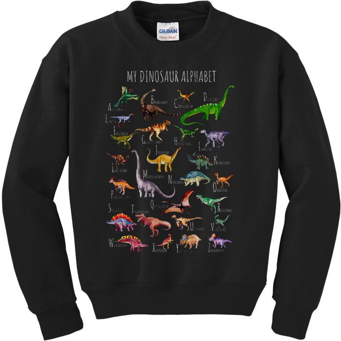 Dinosaur Alphabet Dino ABC Dinosaur Kids Sweatshirt