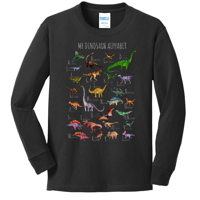 Dinosaur Alphabet Dino ABC Dinosaur Kids Long Sleeve Shirt