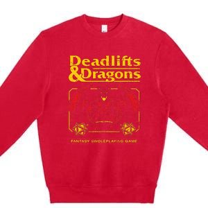 Deadlifts And Dragons Workout Fitness Swole Premium Crewneck Sweatshirt