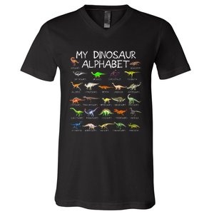 Dinosaur Alphabet Dino ABC For  Dinosaur V-Neck T-Shirt