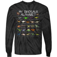 Dinosaur Alphabet Dino ABC For  Dinosaur Tie-Dye Long Sleeve Shirt