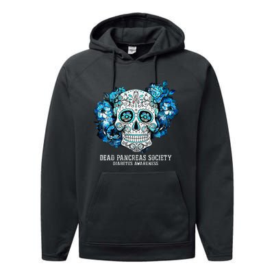 Diabetes Awareness Dead Pancreas Society Sugar Skull Performance Fleece Hoodie