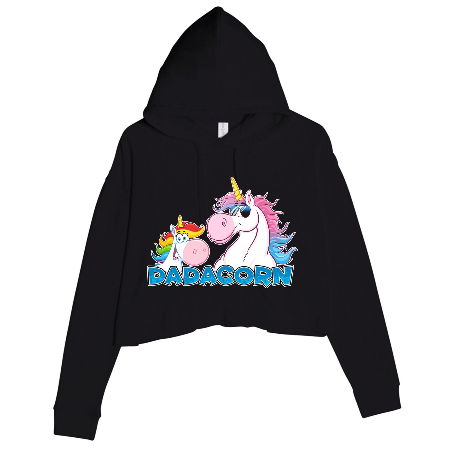 Dadacorn Dad Unicorn Crop Fleece Hoodie