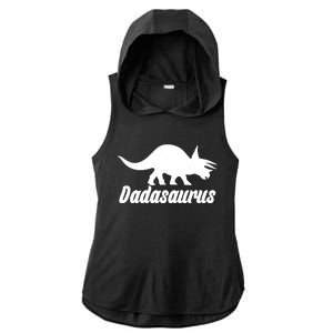 Dadasaurus Dinosaur Father's Day Ladies PosiCharge Tri-Blend Wicking Draft Hoodie Tank