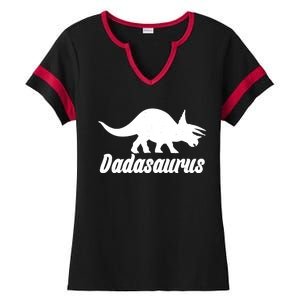 Dadasaurus Dinosaur Father's Day Ladies Halftime Notch Neck Tee