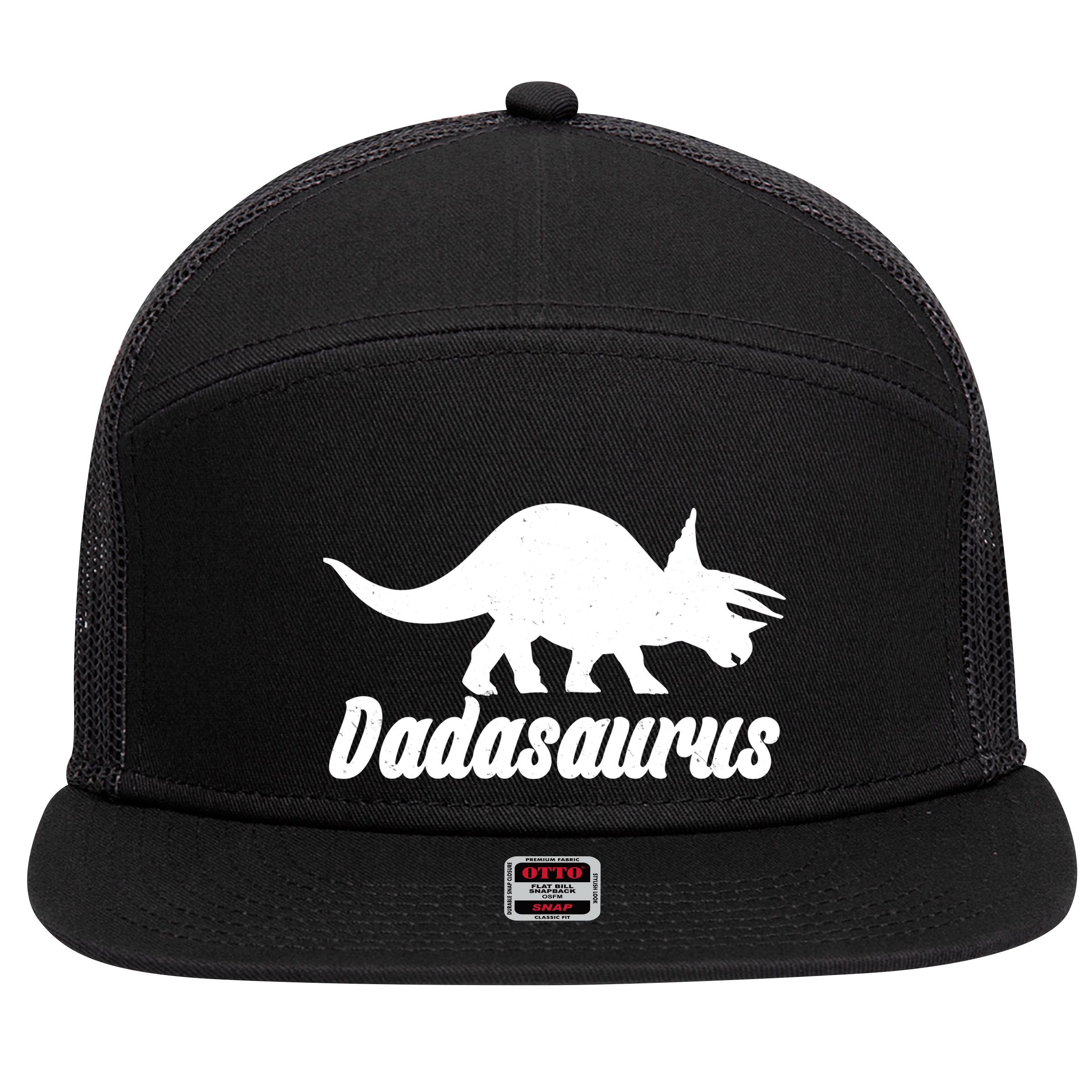 Dadasaurus Dinosaur Father's Day 7 Panel Mesh Trucker Snapback Hat