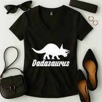 Dadasaurus Dinosaur Father's Day Women's V-Neck T-Shirt