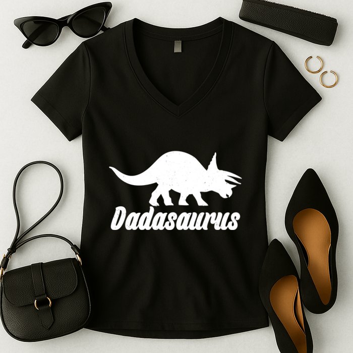 Dadasaurus Dinosaur Father's Day Women's V-Neck T-Shirt
