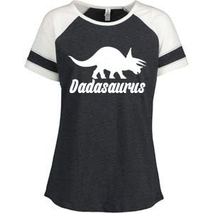 Dadasaurus Dinosaur Father's Day Enza Ladies Jersey Colorblock Tee