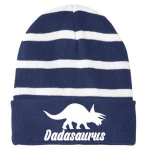 Dadasaurus Dinosaur Father's Day Striped Beanie with Solid Band