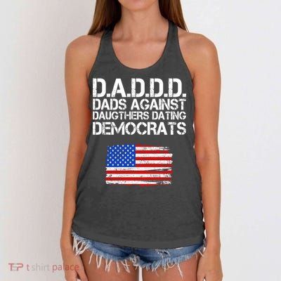 DADDD Dads Against Daughters Dating Democrats Women's Knotted Racerback Tank