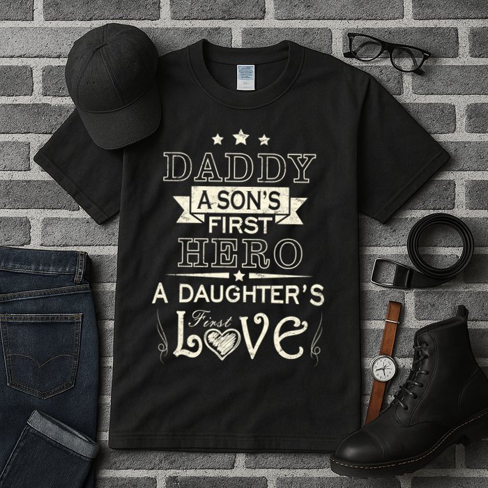 Daddy A Son's First Hero Daughters First Love Tall T-Shirt