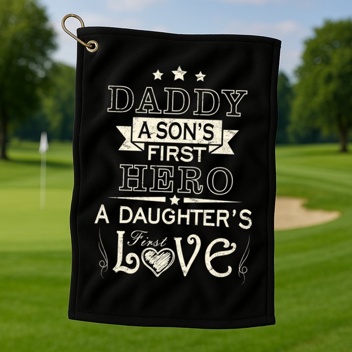 Daddy A Son's First Hero Daughters First Love Golf Towel
