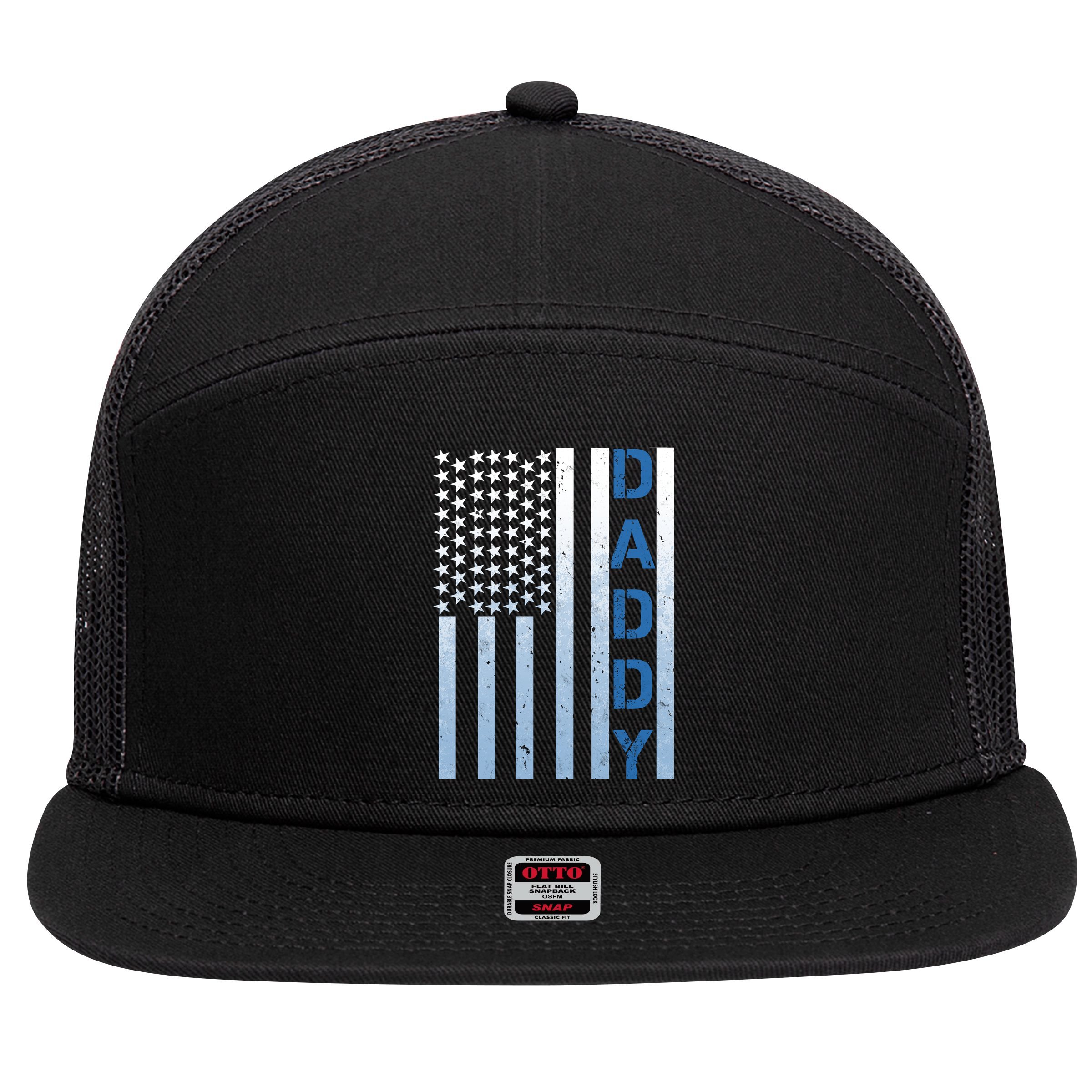 Daddy America Flag 7 Panel Mesh Trucker Snapback Hat