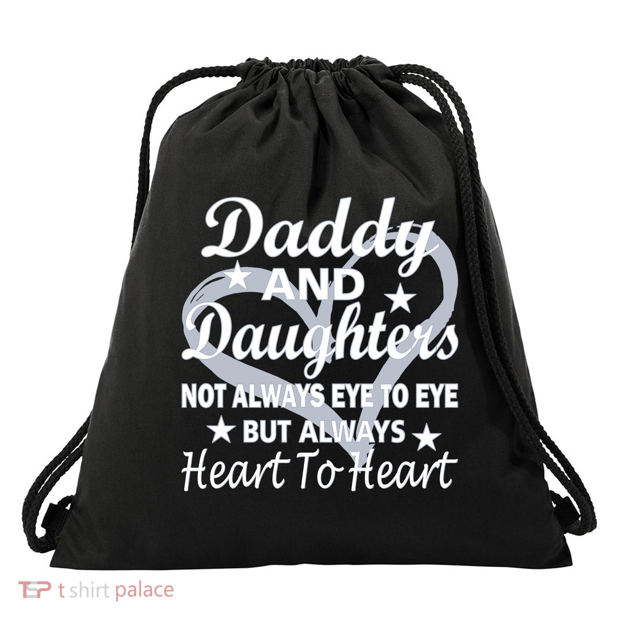 Daddy And Daughters Always Heart To Heart Drawstring Bag
