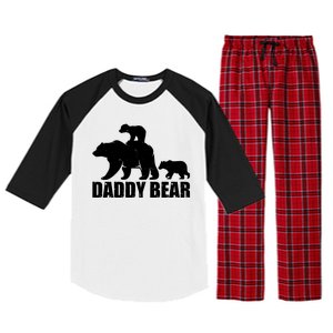 Daddy Bear With Twin Cubs Father's Day Raglan Sleeve Pajama Set