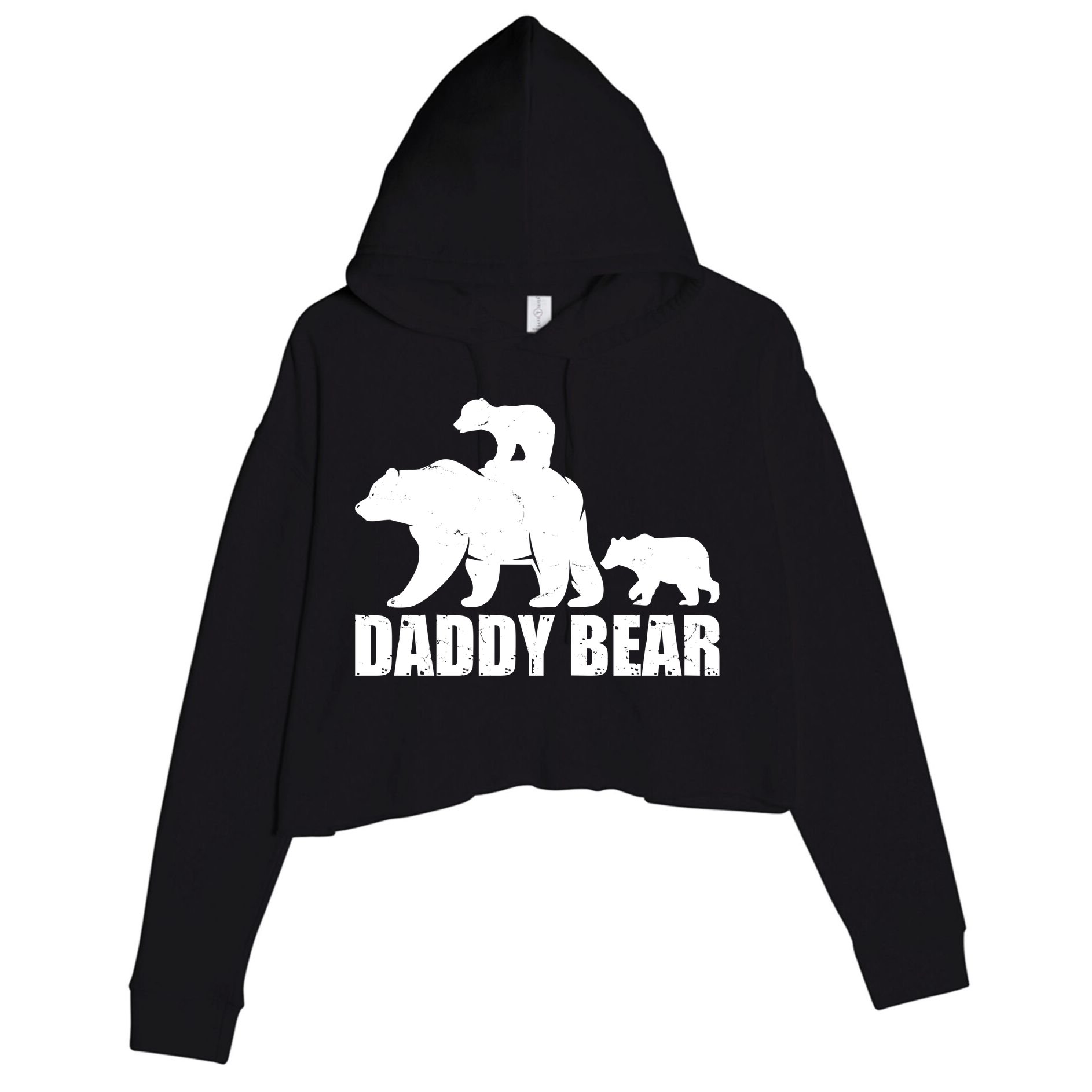 Daddy Bear With Twin Cubs Father's Day Crop Fleece Hoodie