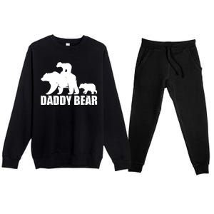 Daddy Bear With Twin Cubs Father's Day Premium Crewneck Sweatsuit Set